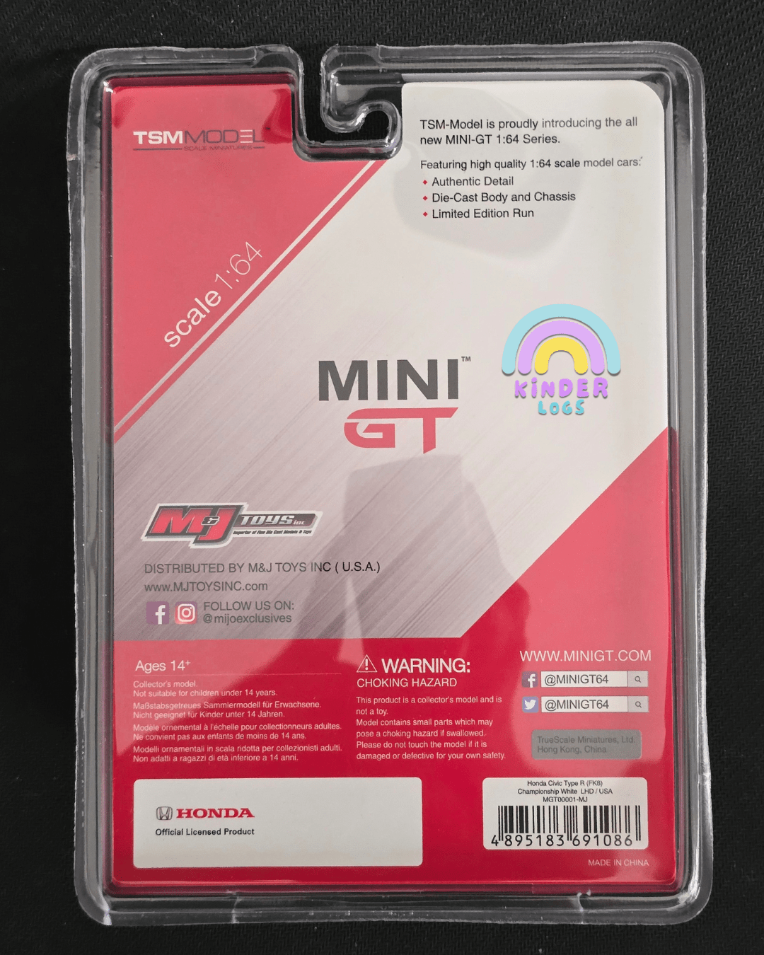 Mini GT Honda Civic Type R - Championship White (1st Mini GT Model) - Kinder Logs
