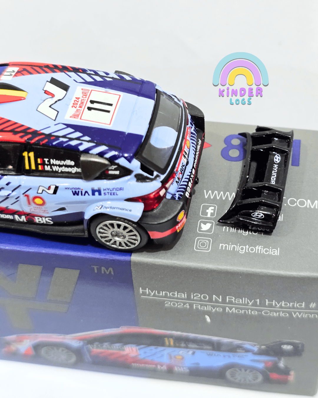 Mini GT Hyundai i20 N Rally1 Hybrid 11 (Broken Spoiler) - Kinder Logs