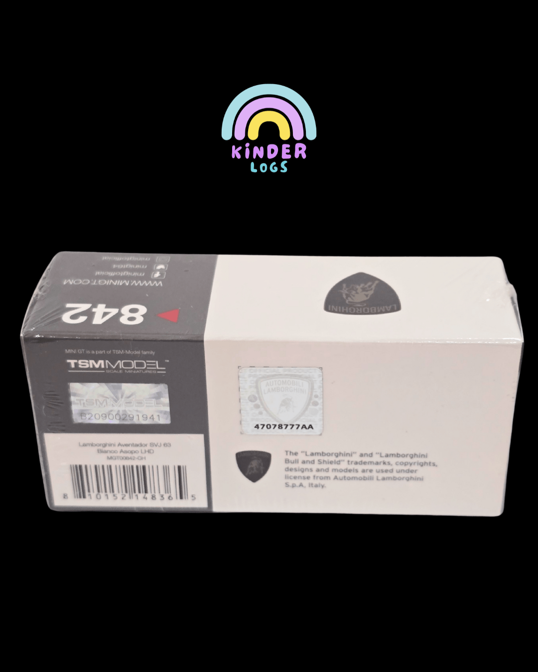 Mini GT Lamborghini Aventador SVJ 63 - Bianco Asopo (Sealed Box) - Kinder Logs