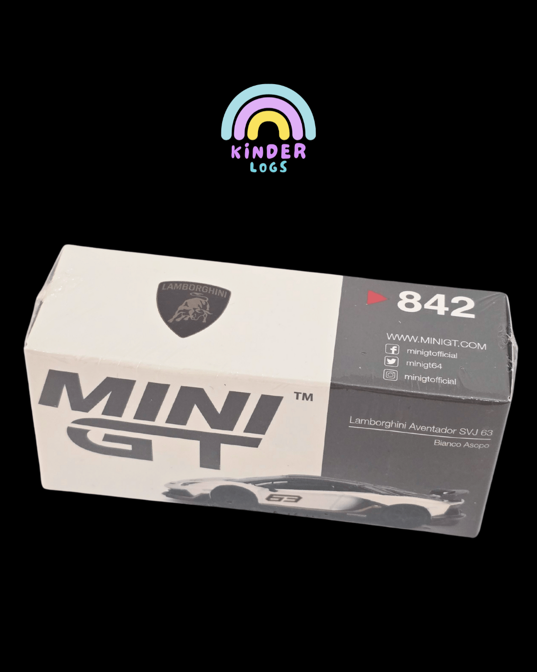 Mini GT Lamborghini Aventador SVJ 63 - Bianco Asopo (Sealed Box) - Kinder Logs