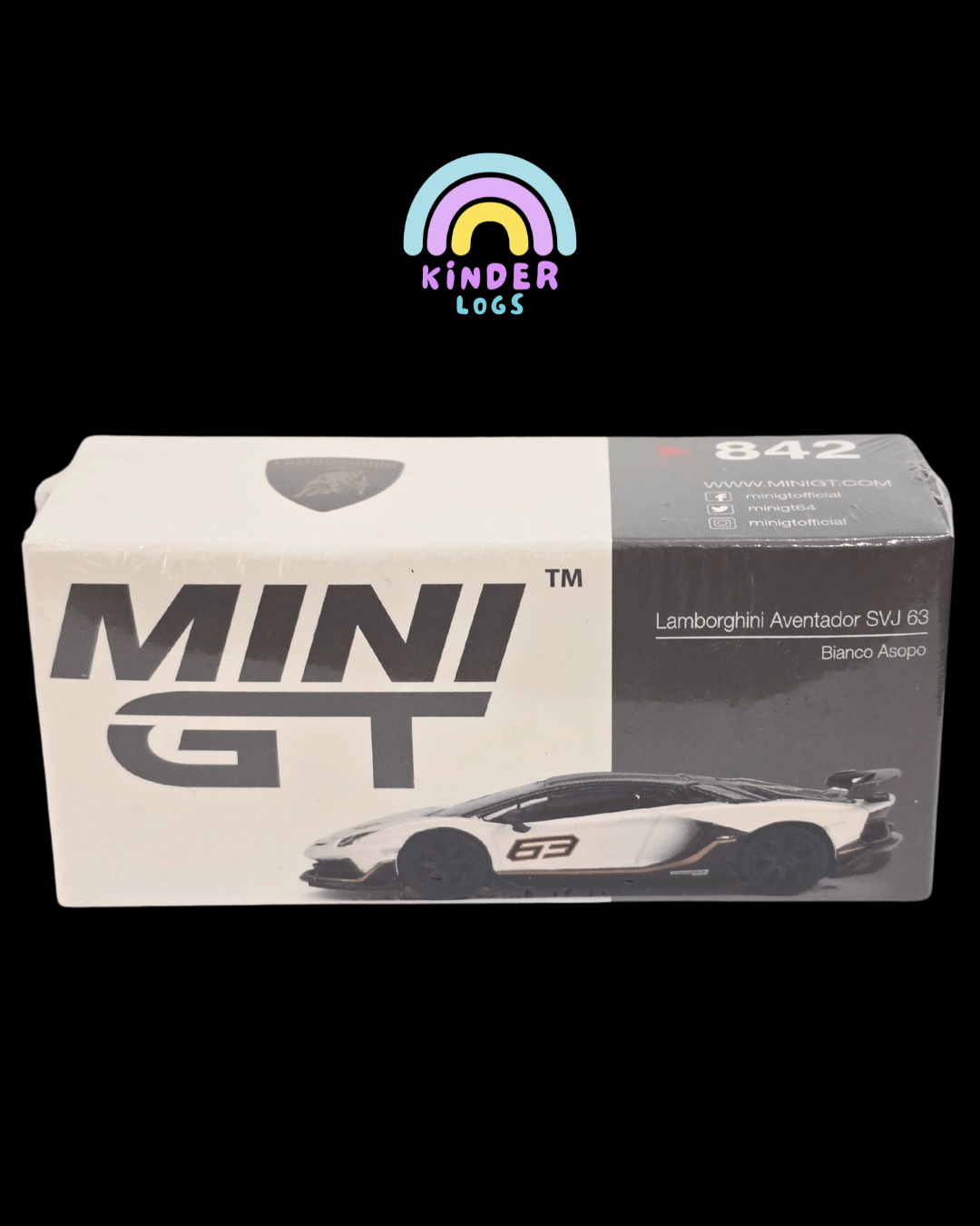 Mini GT Lamborghini Aventador SVJ 63 - Bianco Asopo (Sealed Box) - Kinder Logs