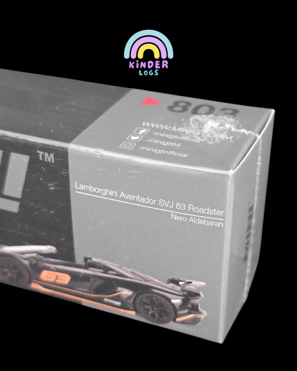 Mini GT Lamborghini Aventador SVJ 63 Roadster - Nero Aldebaran (Sealed Box) - Kinder Logs