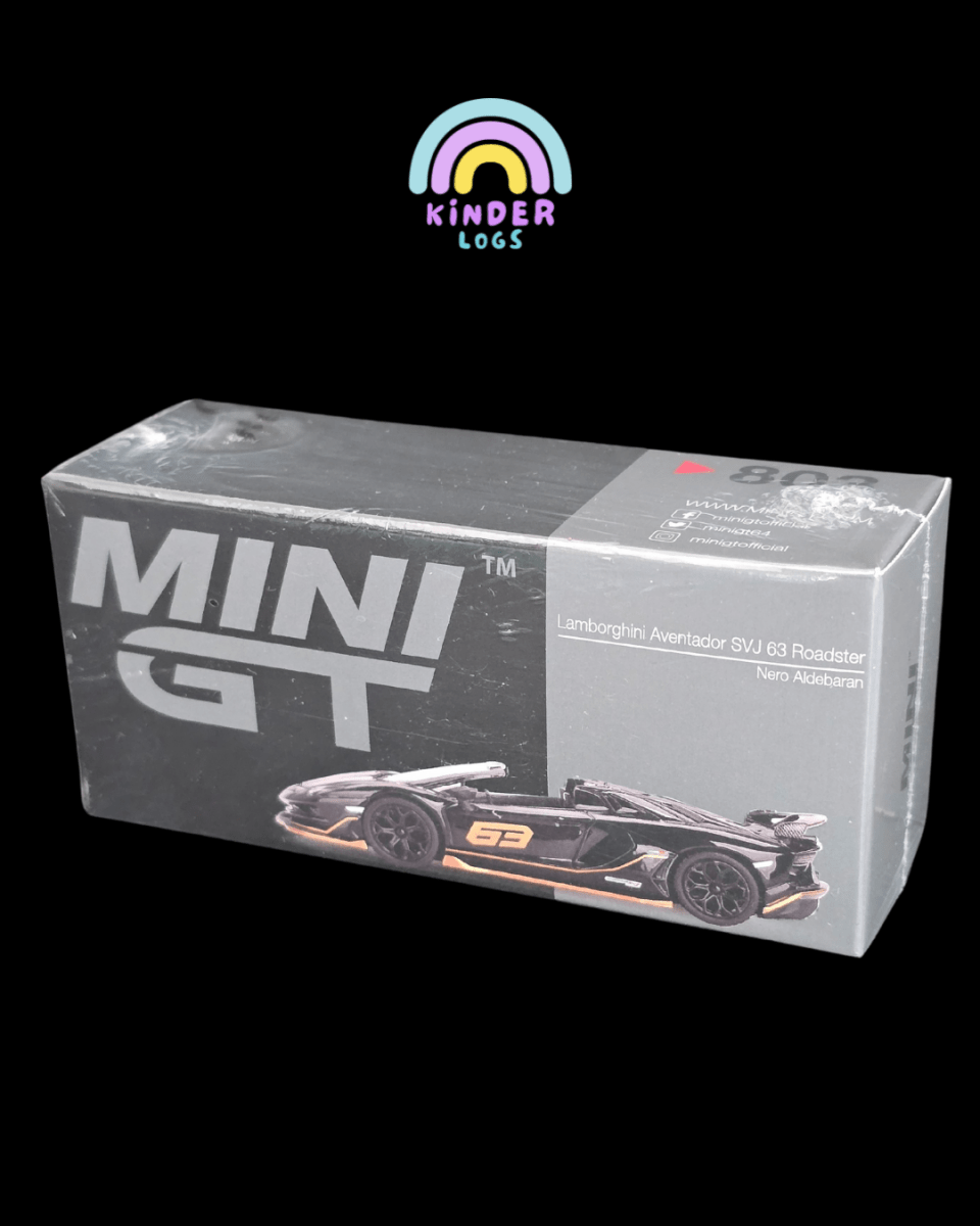 Mini GT Lamborghini Aventador SVJ 63 Roadster - Nero Aldebaran (Sealed Box) - Kinder Logs