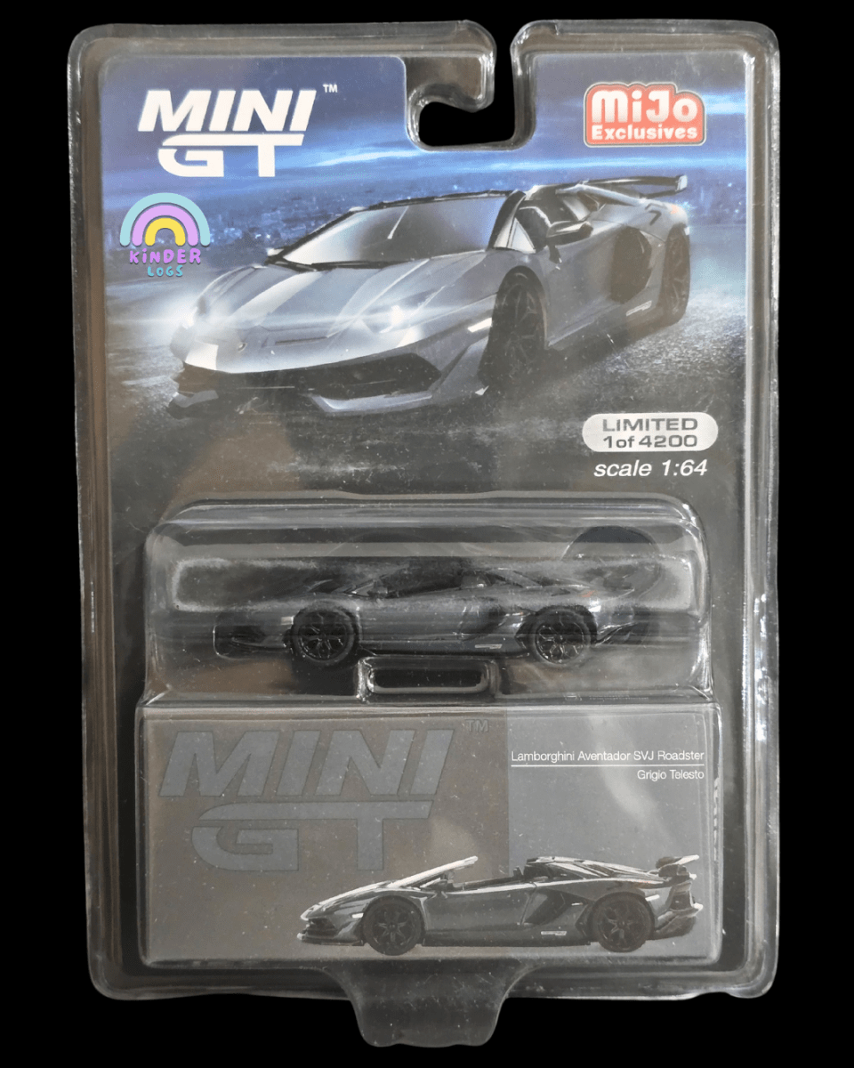 Mini GT Lamborghini Aventador SVJ Roadster - Grigio Telesto - Mijo Exclusives - Kinder Logs