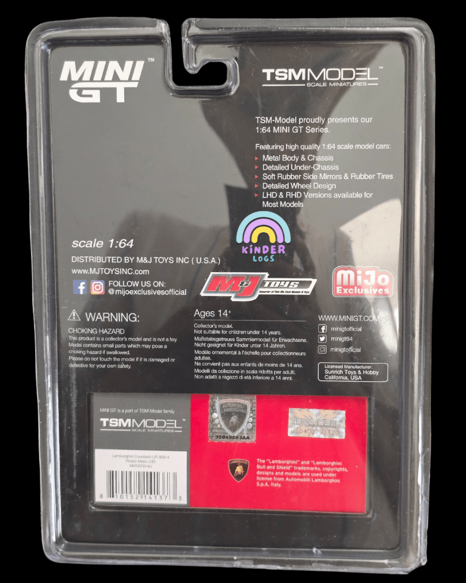 Mini GT Lamborghini Countach LPI 800 - 4 - Rosso Mars - Mijo Exclusives - Kinder Logs