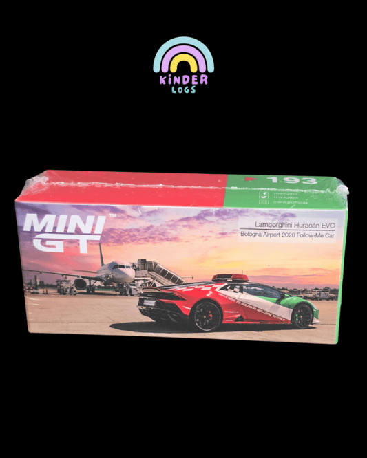 Mini GT Lamborghini Huracan EVO Bologna Airport 2020 Follow - Me Car (193) - Kinder Logs