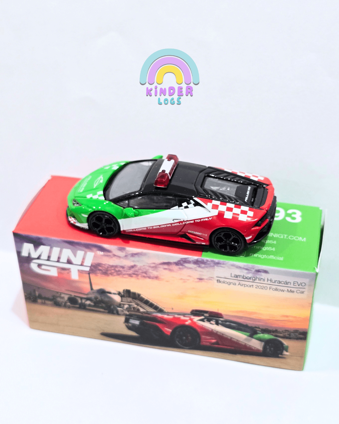 Mini GT Lamborghini Huracan EVO - Bologna Airport (Open Box) - Kinder Logs