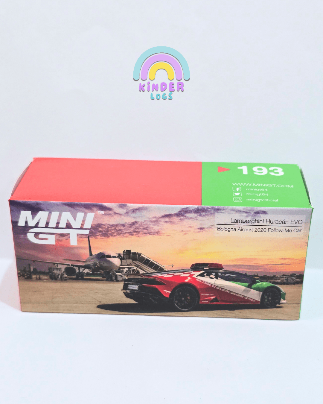 Mini GT Lamborghini Huracan EVO - Bologna Airport (Open Box) - Kinder Logs