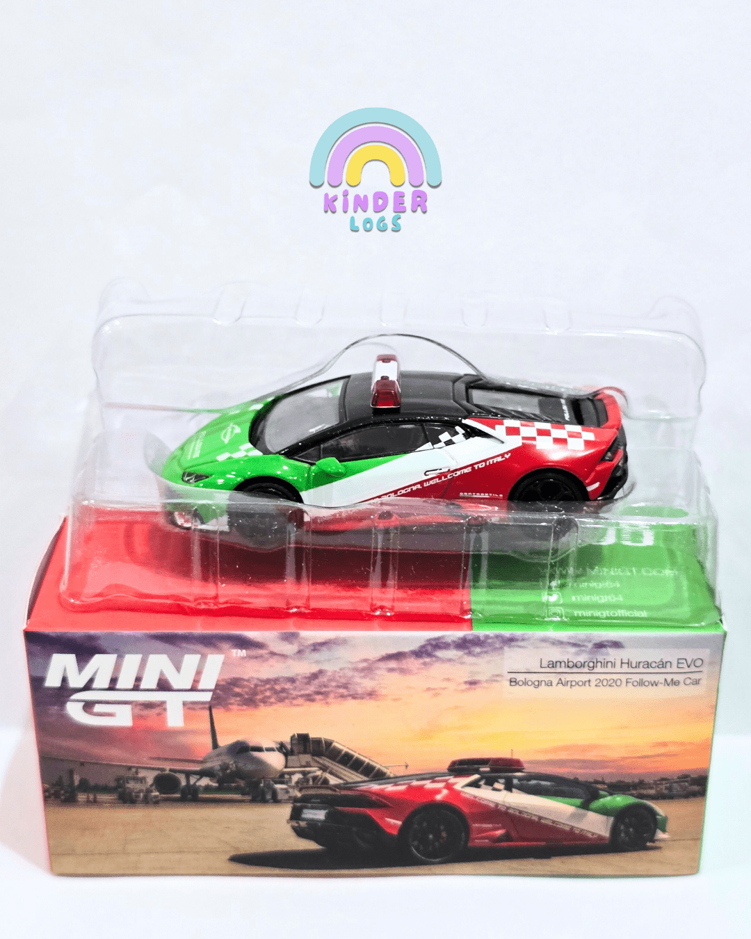 Mini GT Lamborghini Huracan EVO - Bologna Airport (Open Box) - Kinder Logs
