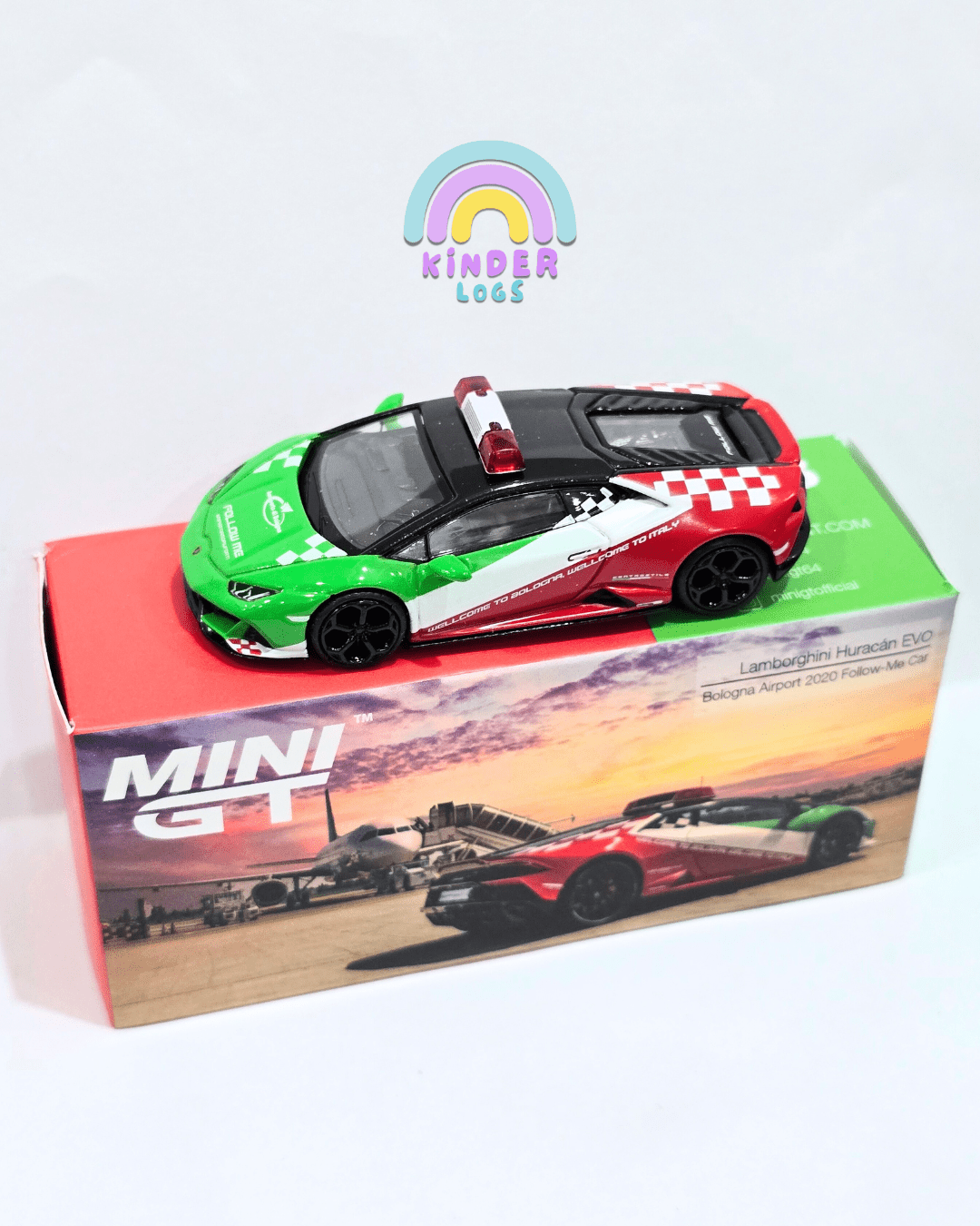 Mini GT Lamborghini Huracan EVO - Bologna Airport (Open Box) - Kinder Logs