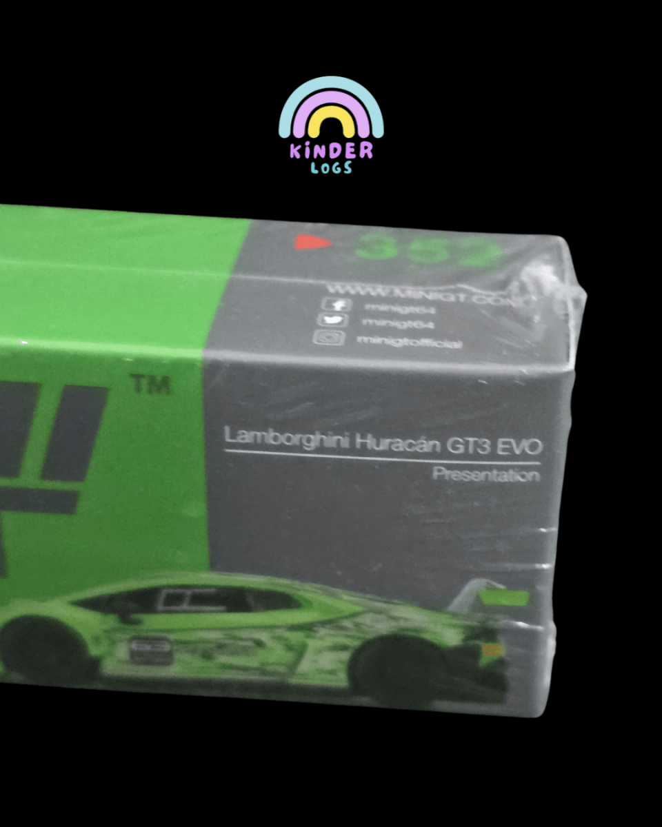 Mini GT Lamborghini Huracan GT3 EVO Presentation - Green (Sealed Box) - Kinder Logs