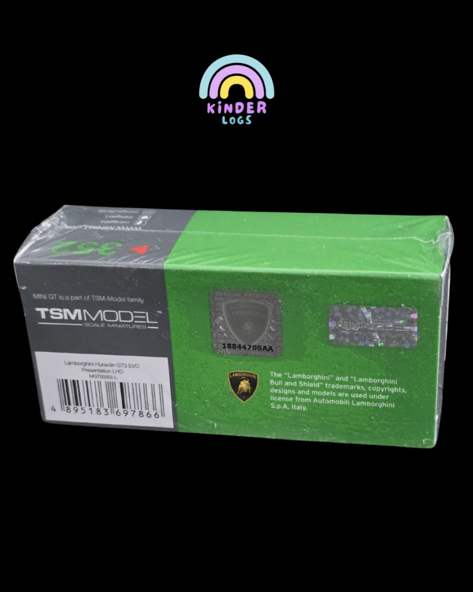 Mini GT Lamborghini Huracan GT3 EVO Presentation - Green (Sealed Box) - Kinder Logs