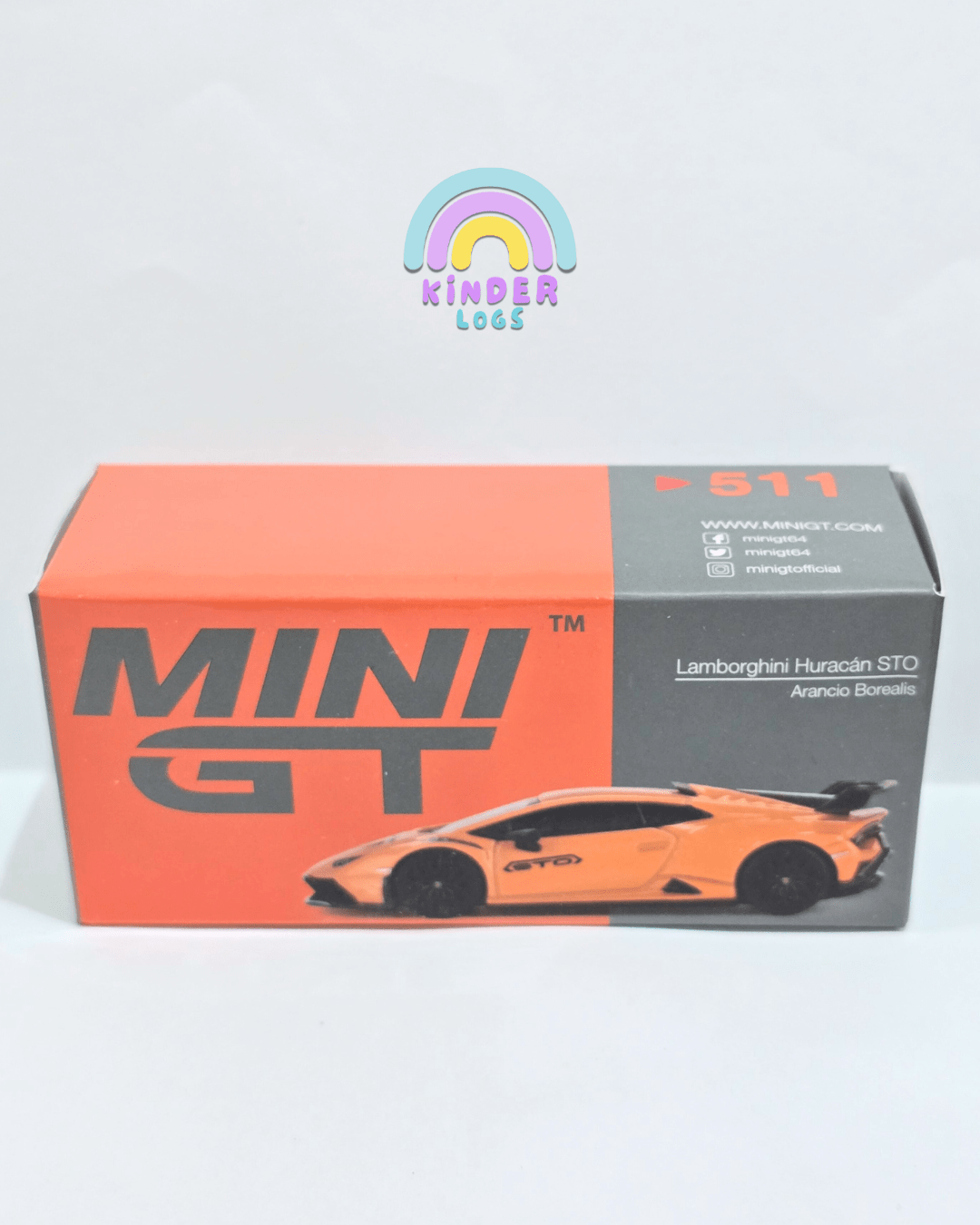 Mini GT Lamborghini Huracan STO - Arancio Borealis (Open Box) - Kinder Logs
