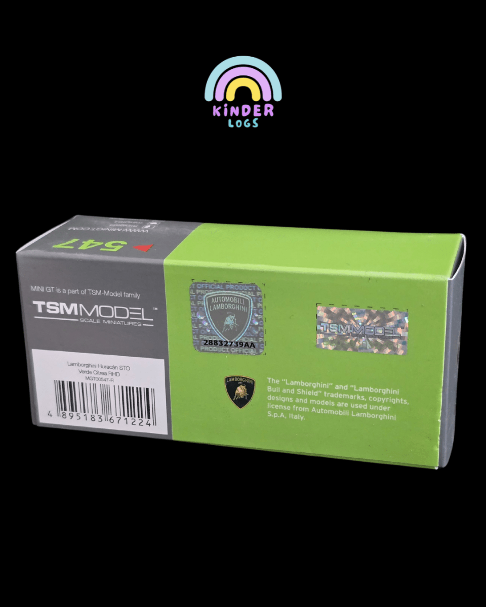 Mini GT Lamborghini Huracan STO - Verde Citrea (Open Box) - Kinder Logs