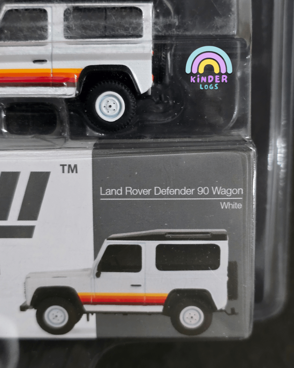 Mini GT Land Rover Defender 90 Wagon - White - Mijo Exclusives - Kinder Logs