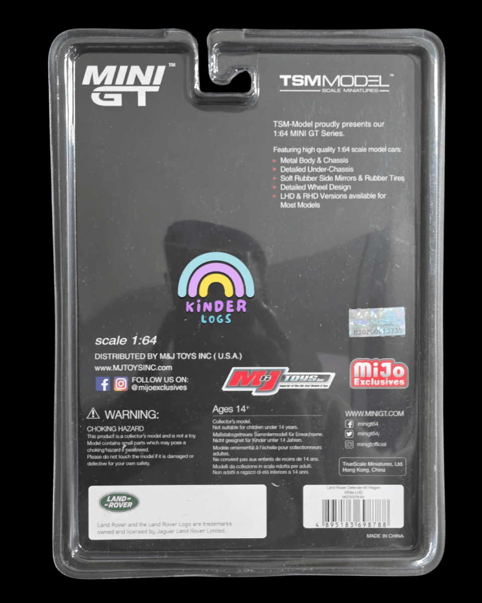 Mini GT Land Rover Defender 90 Wagon - White - Mijo Exclusives - Kinder Logs