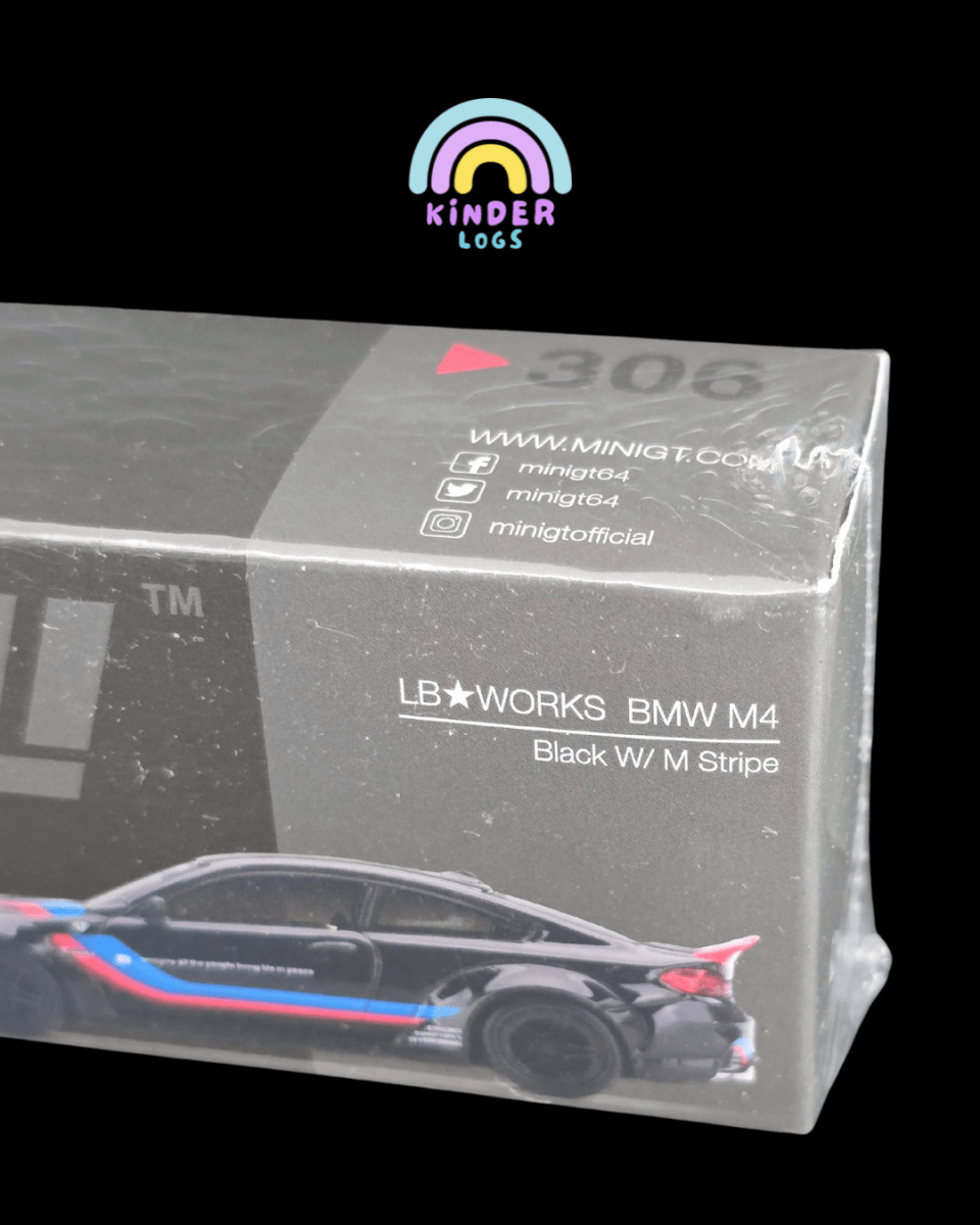 Mini GT LB Works BMW M4 - Black With M Stripe (Sealed Box) - Kinder Logs