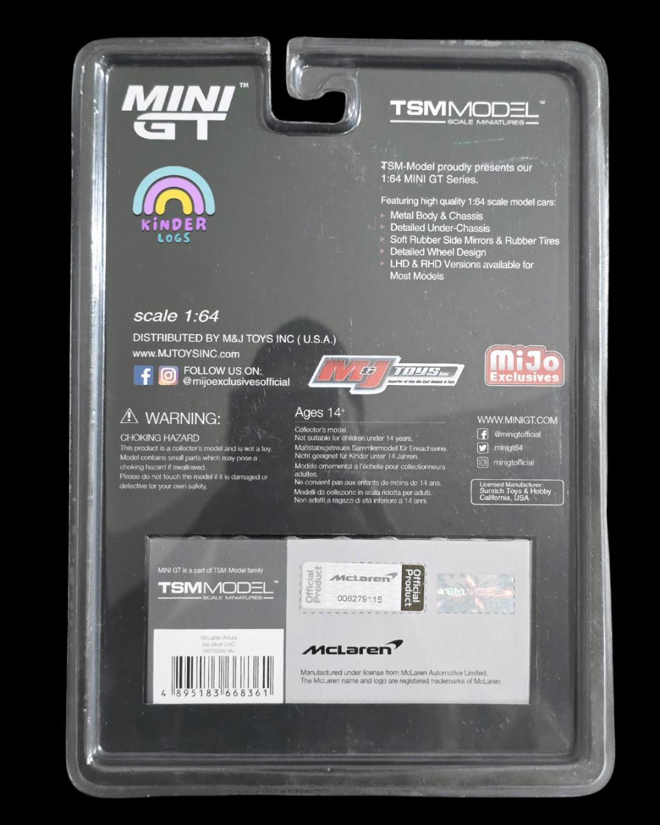 Mini GT McLaren Artura - Ice Silver - Mijo Exclusives - Kinder Logs