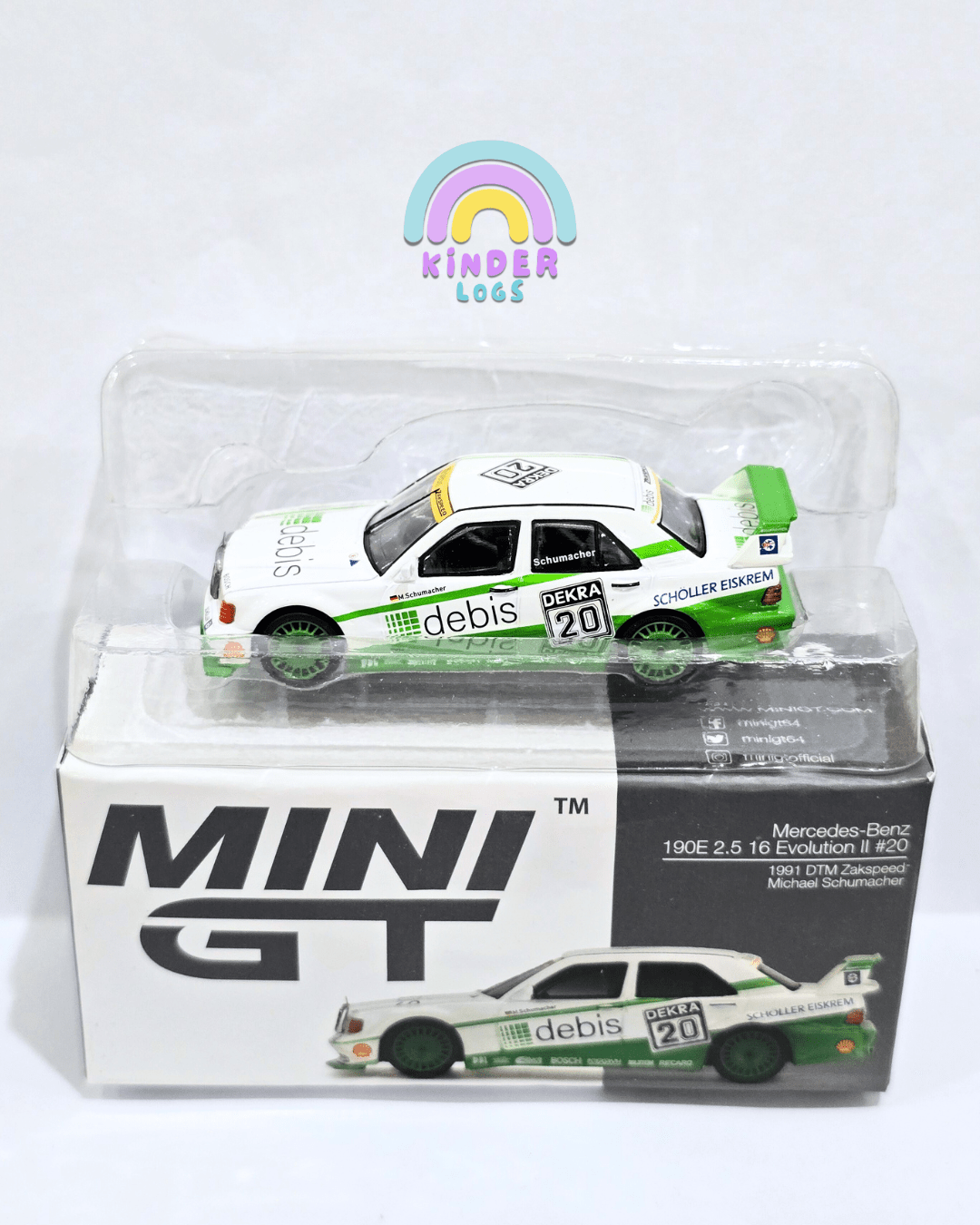 Mini GT Mercedes - Benz 190E 2.5 16 Evolution II 20 (Michael Schumacher) - Open Box - Kinder Logs