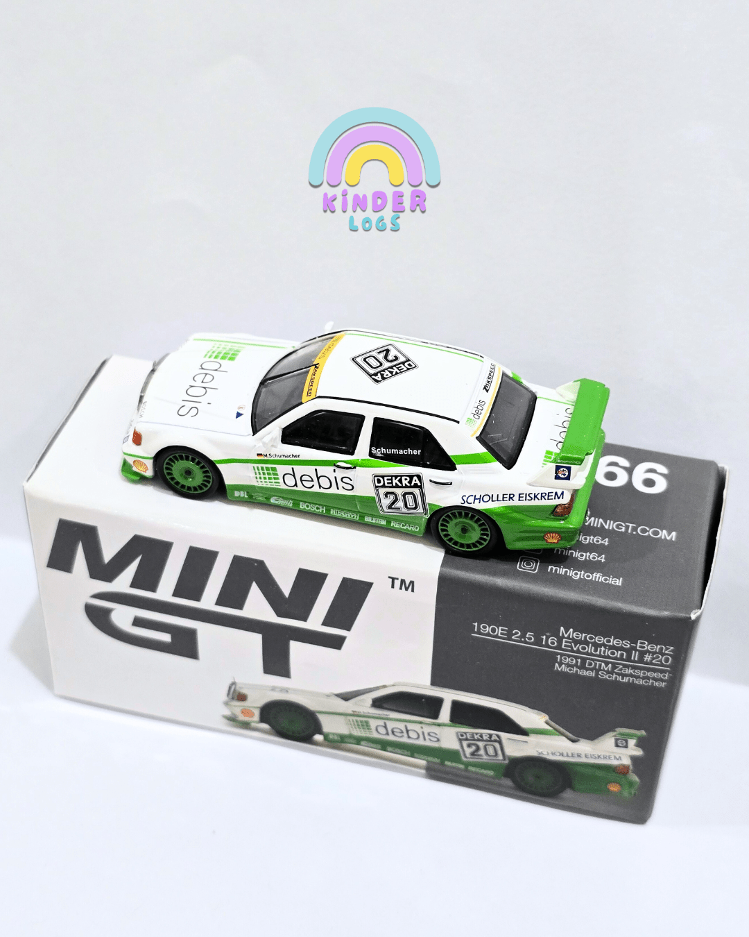 Mini GT Mercedes - Benz 190E 2.5 16 Evolution II 20 (Michael Schumacher) - Open Box - Kinder Logs