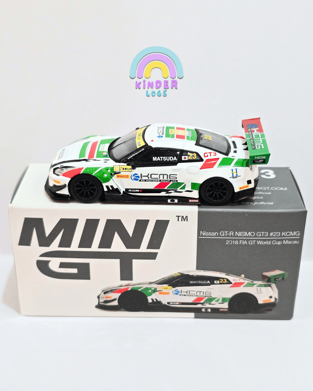 Mini GT Nissan GT - R NISMO GT3 23 KCMG - Open Box - Kinder Logs