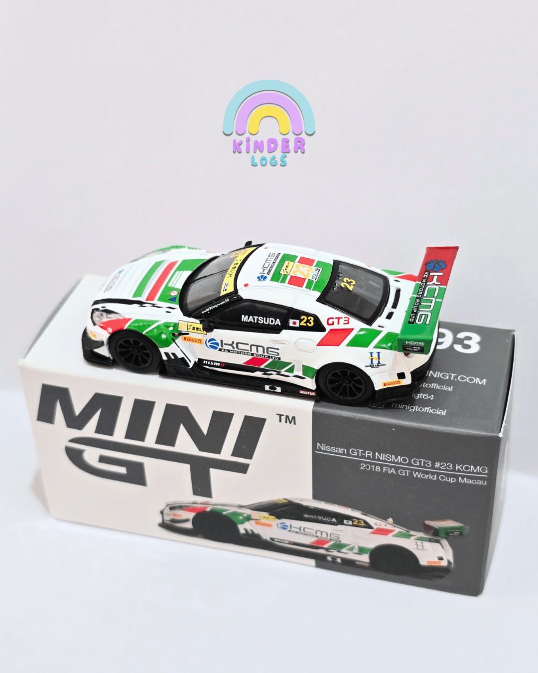 Mini GT Nissan GT - R NISMO GT3 23 KCMG - Open Box - Kinder Logs