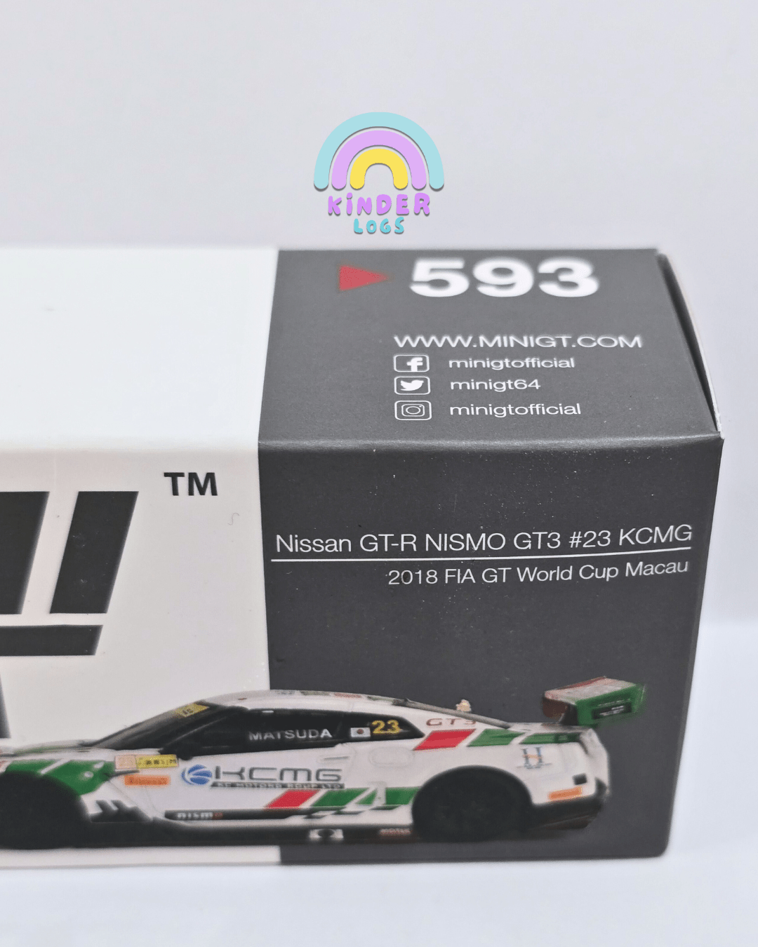Mini GT Nissan GT - R NISMO GT3 23 KCMG - Open Box - Kinder Logs