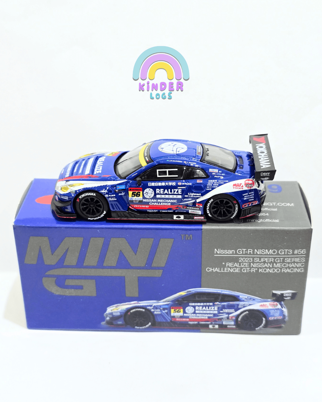 Mini GT Nissan GT - R NISMO GT3 56 - 2023 Super GT Series - Kondo Racing - Kinder Logs
