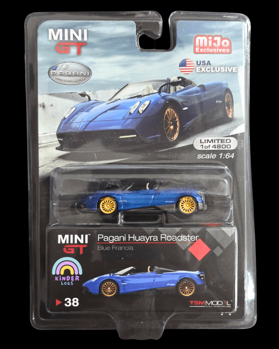 Mini GT Pagani Huayra Roadster - Blue Francia - Mijo Exclusives - Kinder Logs