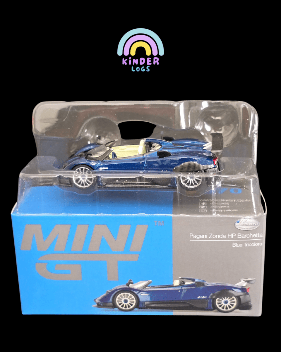 Mini GT Pagani Zonda HP Barchetta Blue Tricolore (Open Box) - Kinder Logs