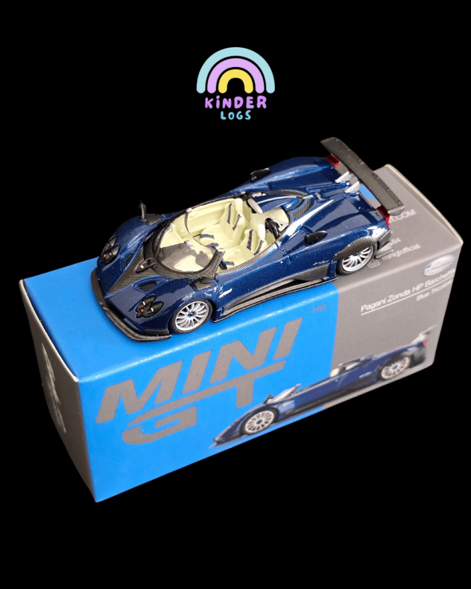 Mini GT Pagani Zonda HP Barchetta Blue Tricolore (Open Box) - Kinder Logs