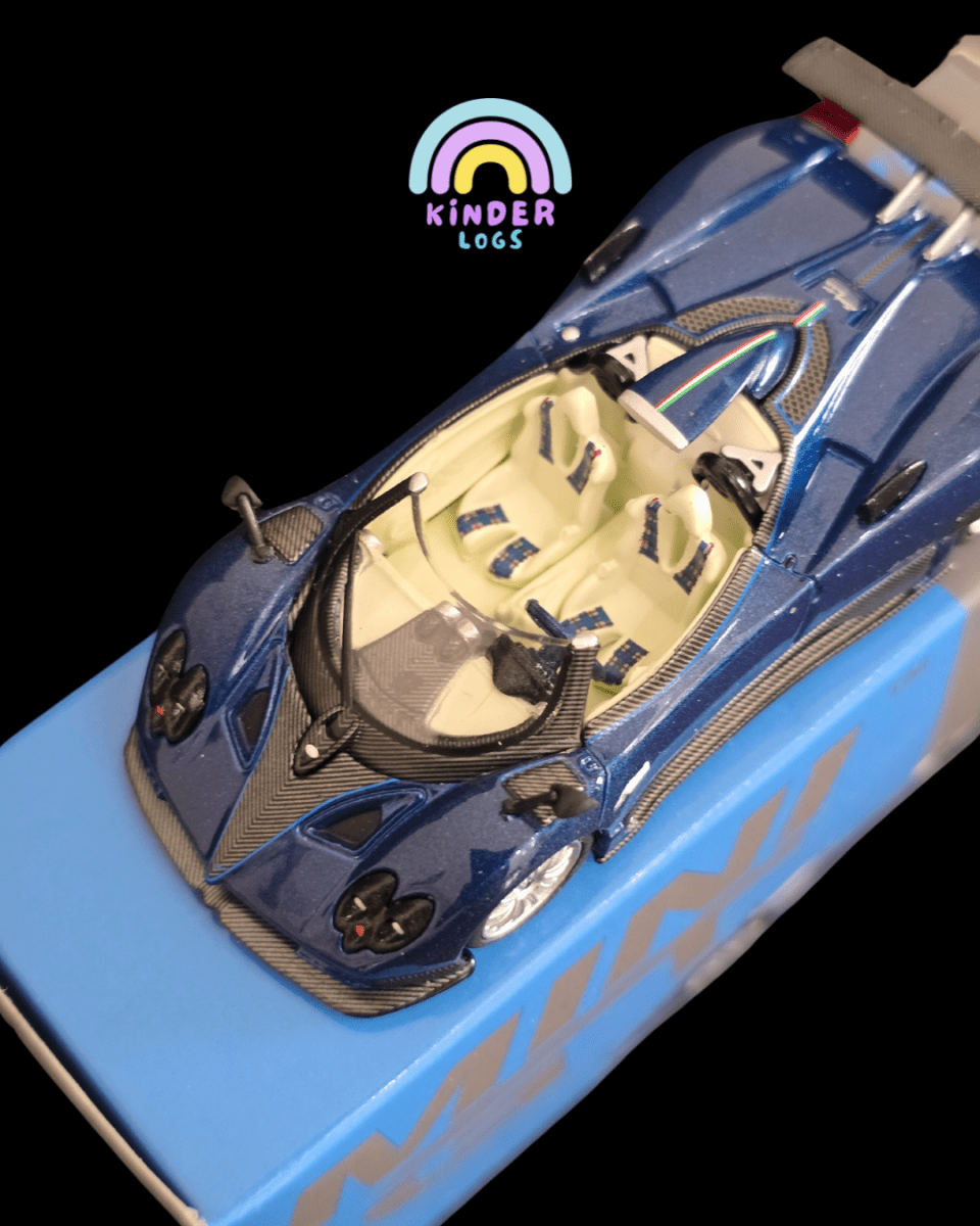 Mini GT Pagani Zonda HP Barchetta Blue Tricolore (Open Box) - Kinder Logs