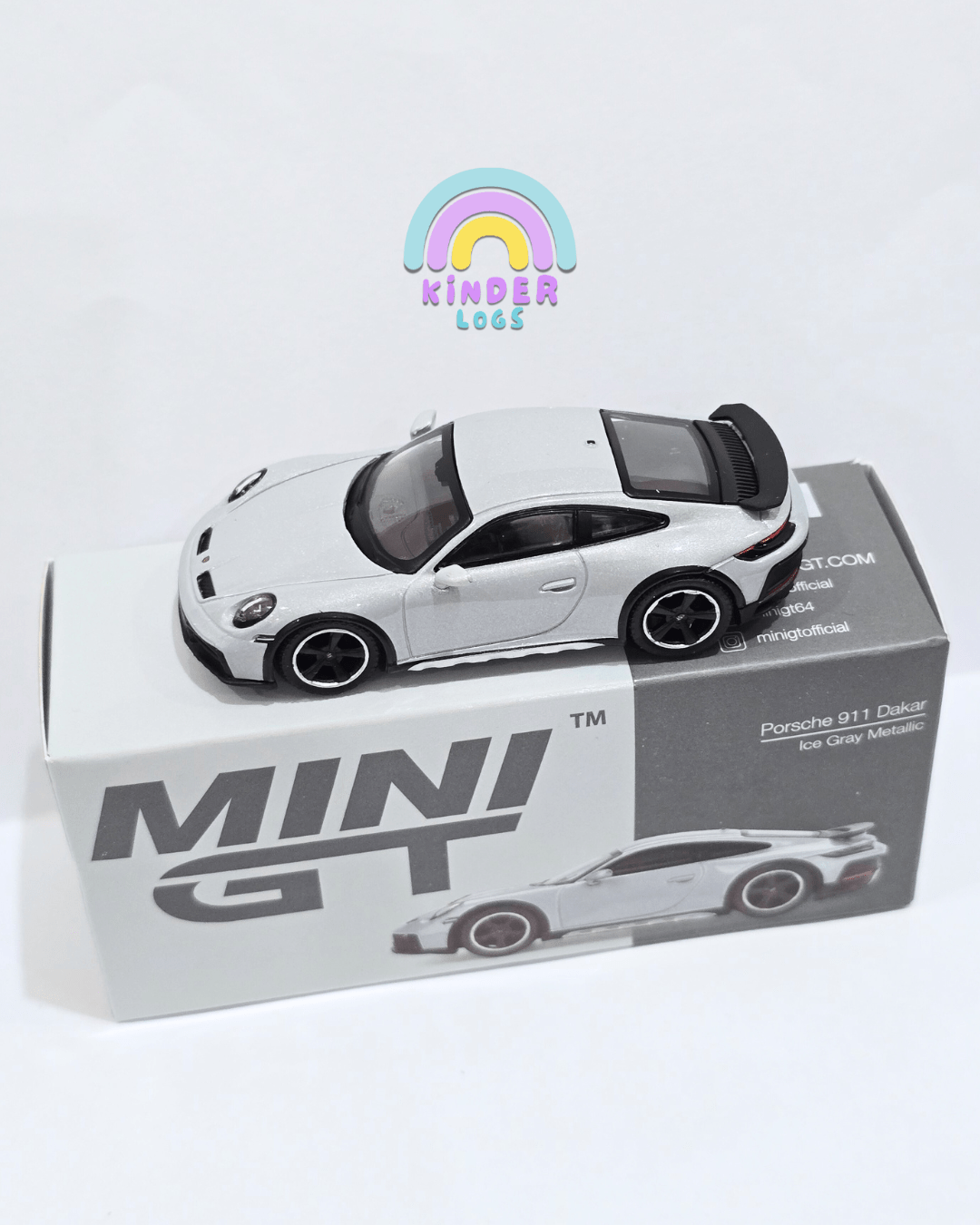 Mini GT Porsche 911 Dakar - Ice Gray Metallic (Open Box) - Kinder Logs