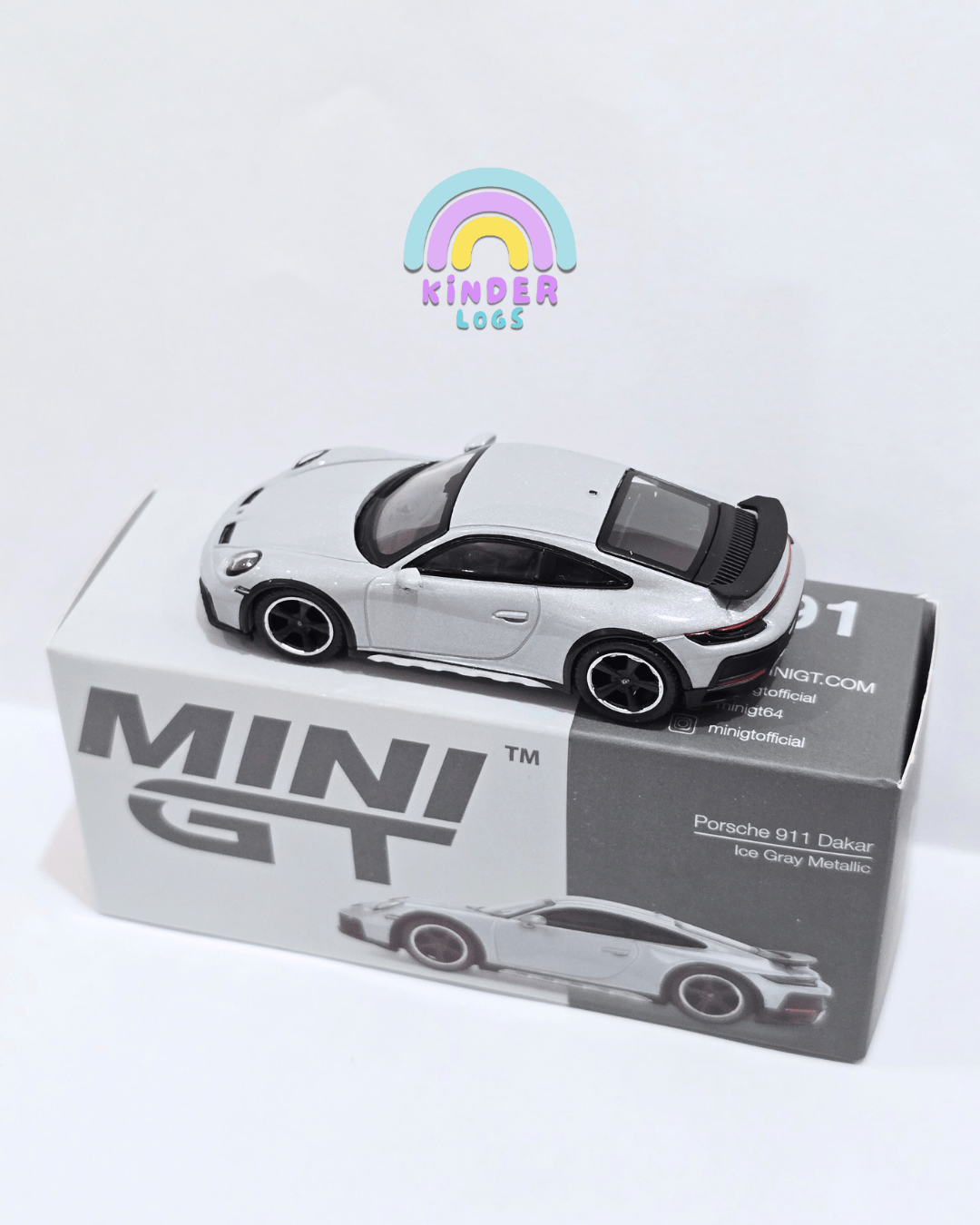 Mini GT Porsche 911 Dakar - Ice Gray Metallic (Open Box) - Kinder Logs