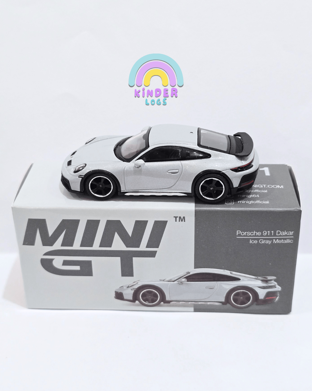 Mini GT Porsche 911 Dakar - Ice Gray Metallic (Open Box) - Kinder Logs