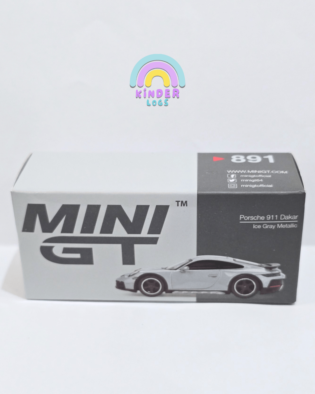 Mini GT Porsche 911 Dakar - Ice Gray Metallic (Open Box) - Kinder Logs