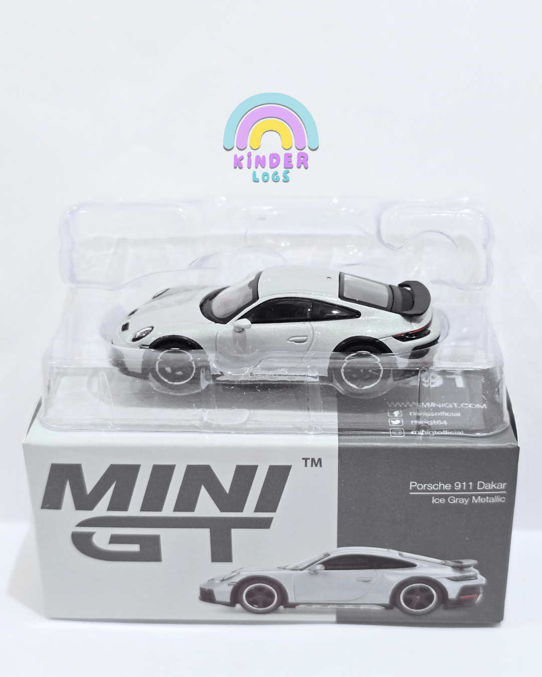 Mini GT Porsche 911 Dakar - Ice Gray Metallic (Open Box) - Kinder Logs