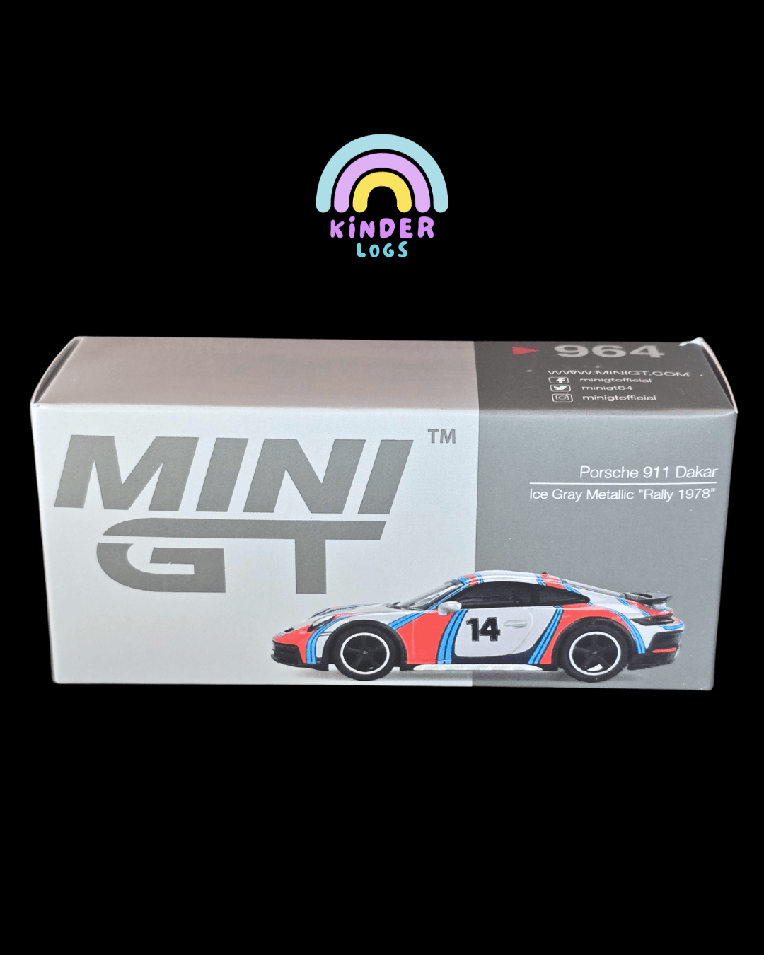 Mini GT Porsche 911 Dakar - Ice Gray Metallic "Rally 1978" (Open Box) - Kinder Logs