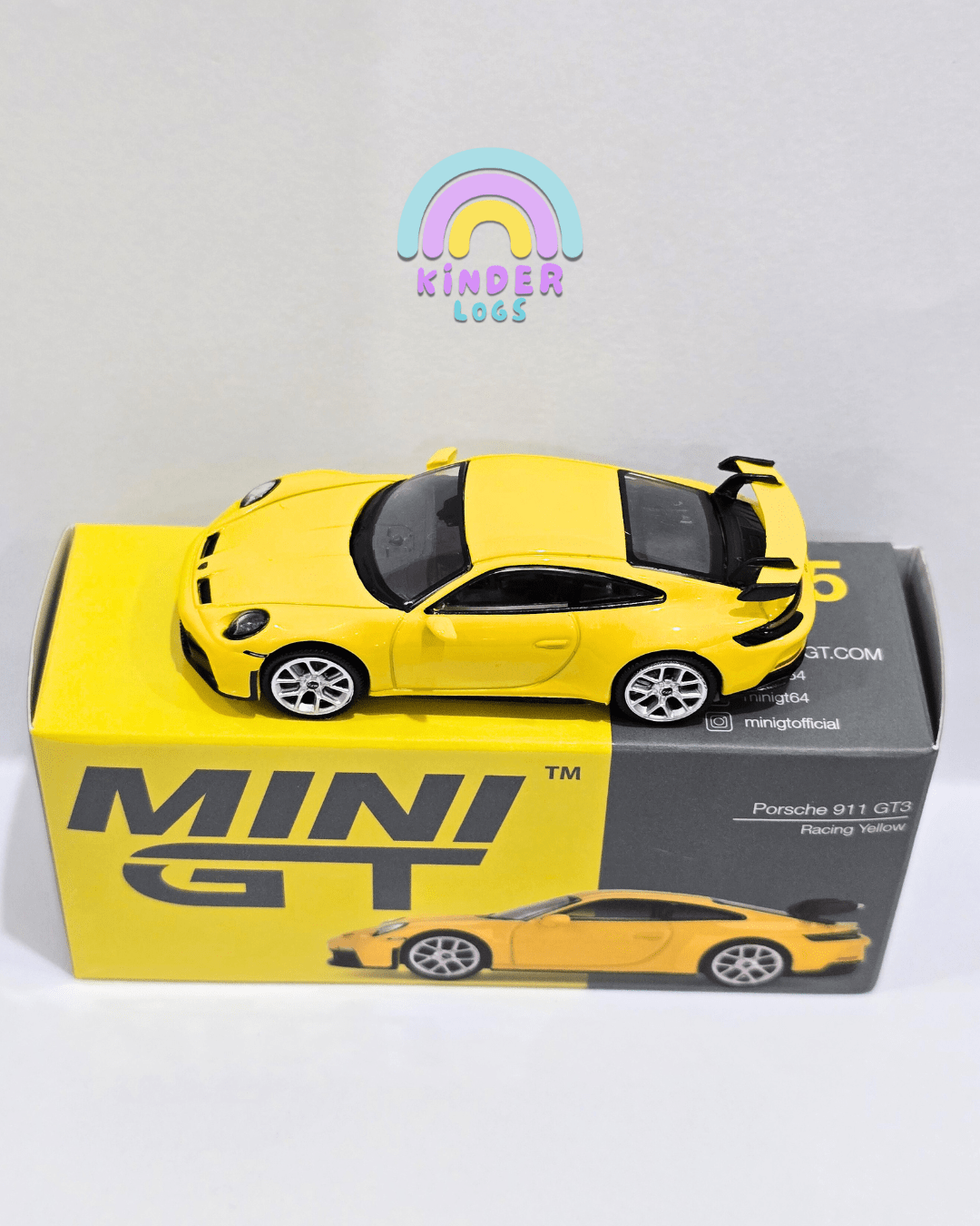 Mini GT Porsche 911 GT3 - Racing Yellow (Open Box) - Kinder Logs