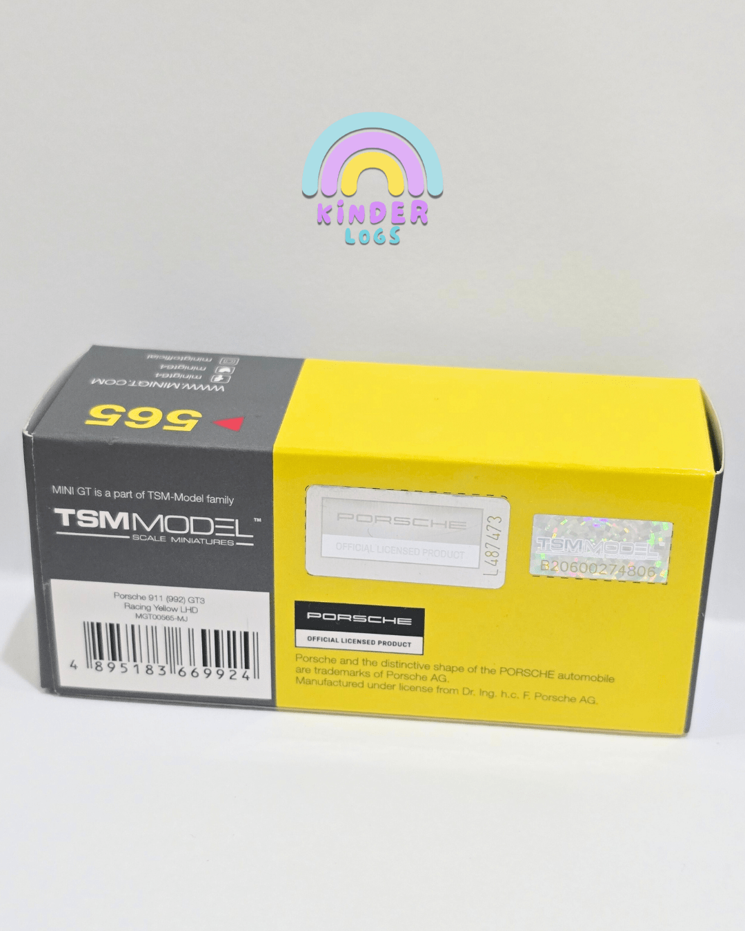 Mini GT Porsche 911 GT3 - Racing Yellow (Open Box) - Kinder Logs
