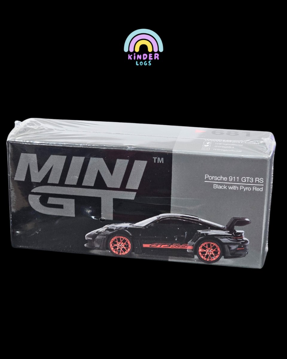 Mini GT Porsche 911 GT3 RS (Black With Pyro Red) - Kinder Logs