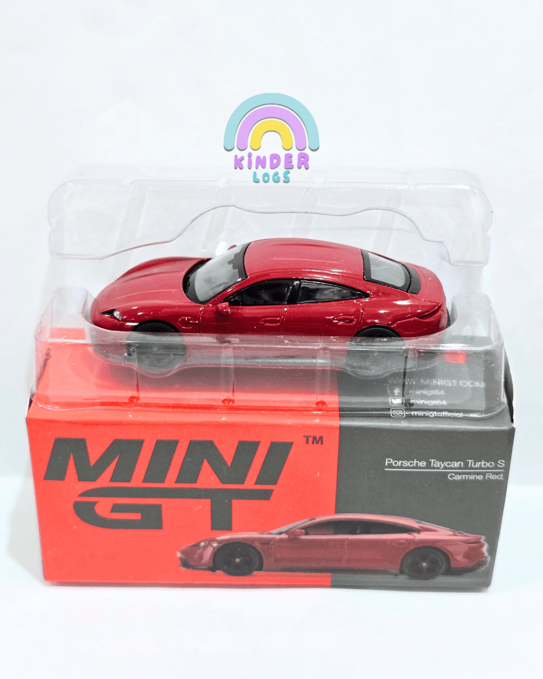 Mini GT Porsche Taycan Turbo S (Carmine Red) - Open Box - Kinder Logs