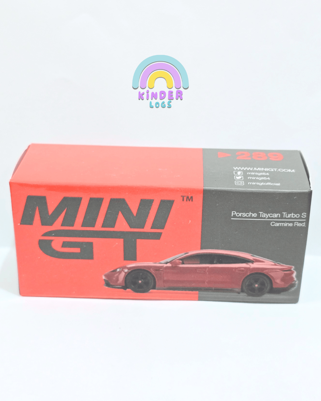 Mini GT Porsche Taycan Turbo S (Carmine Red) - Open Box - Kinder Logs