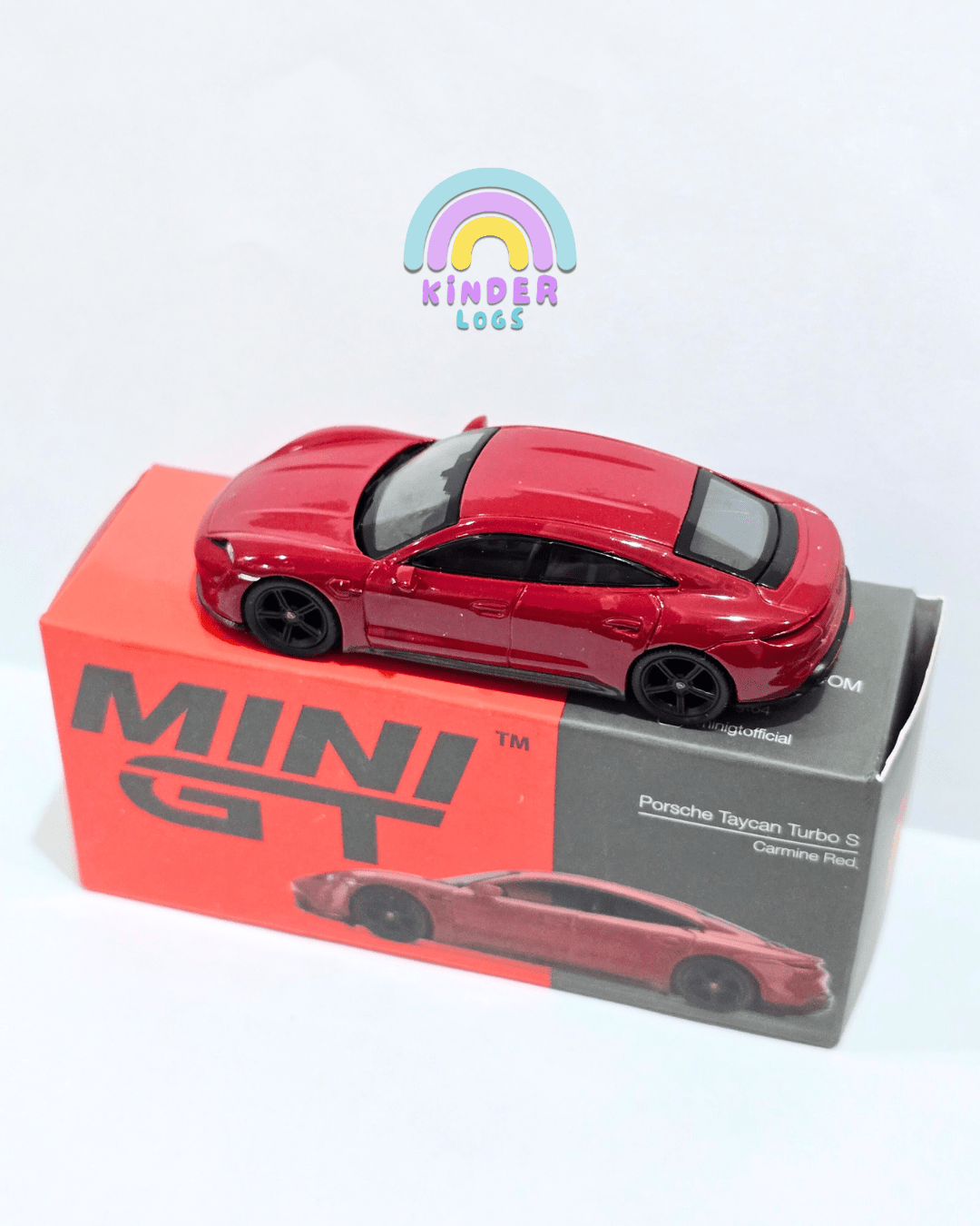 Mini GT Porsche Taycan Turbo S (Carmine Red) - Open Box - Kinder Logs
