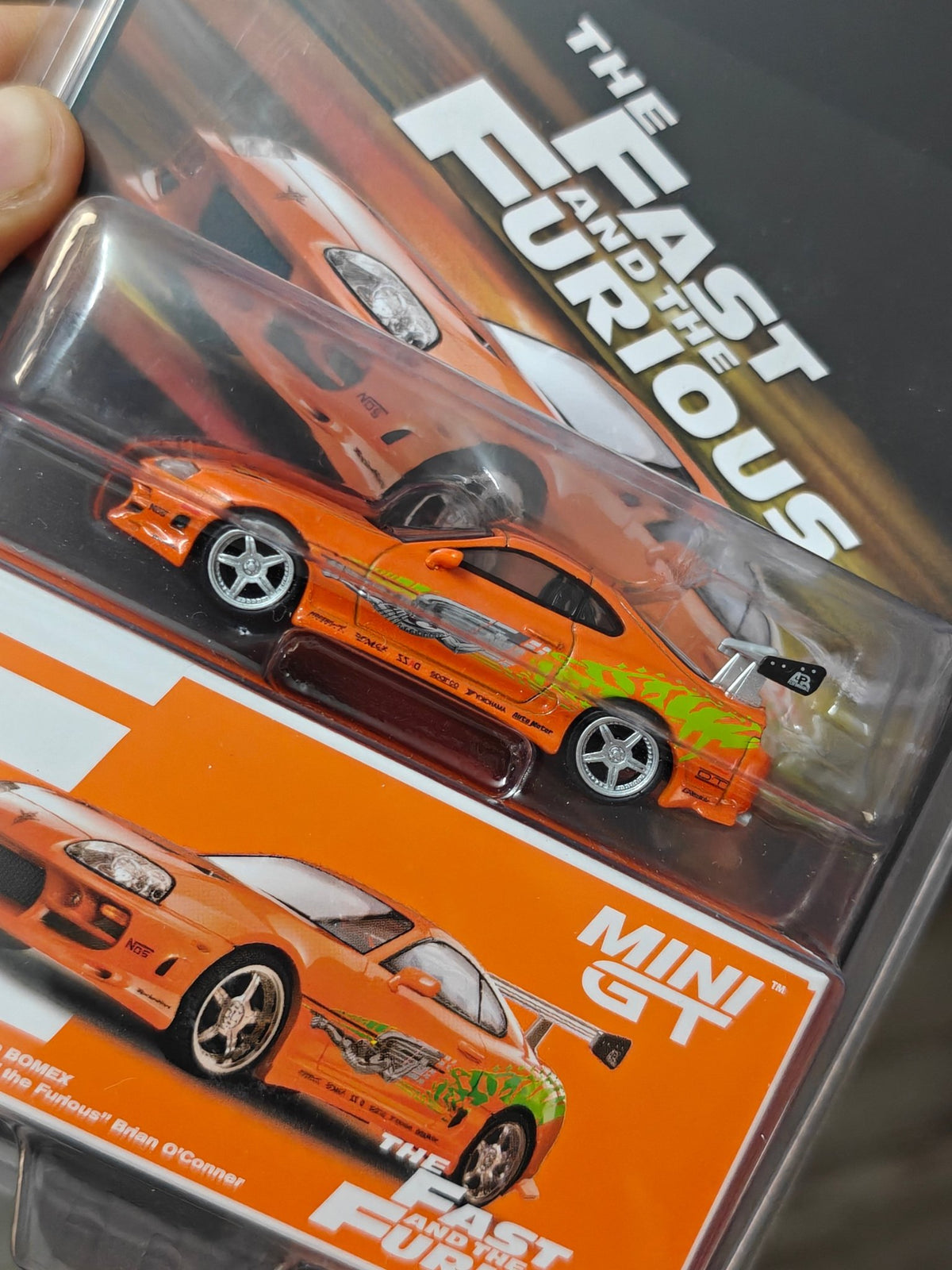Mini GT Toyota Supra BOMEX - Brian O'Conner - Fast & Furious (Blister Pack) - Kinder Logs