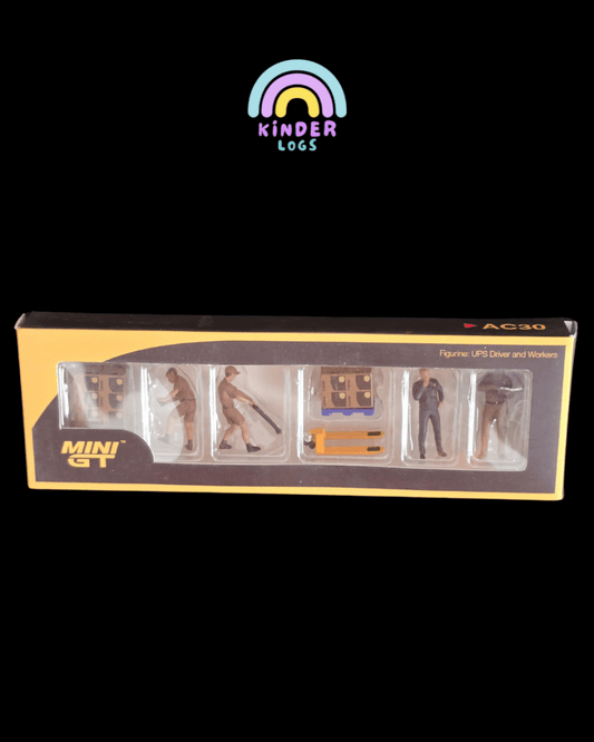 Mini GT UPS Driver & Workers - 1:64 Figurine (Open Box) - Kinder Logs