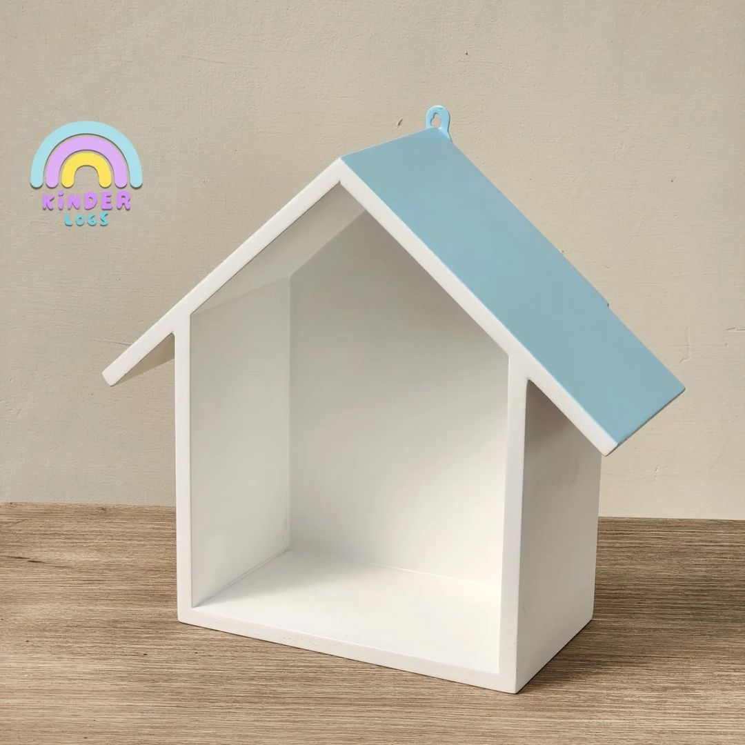 Pastel Blue - White Wall - Hanging Hut - Kinder Logs