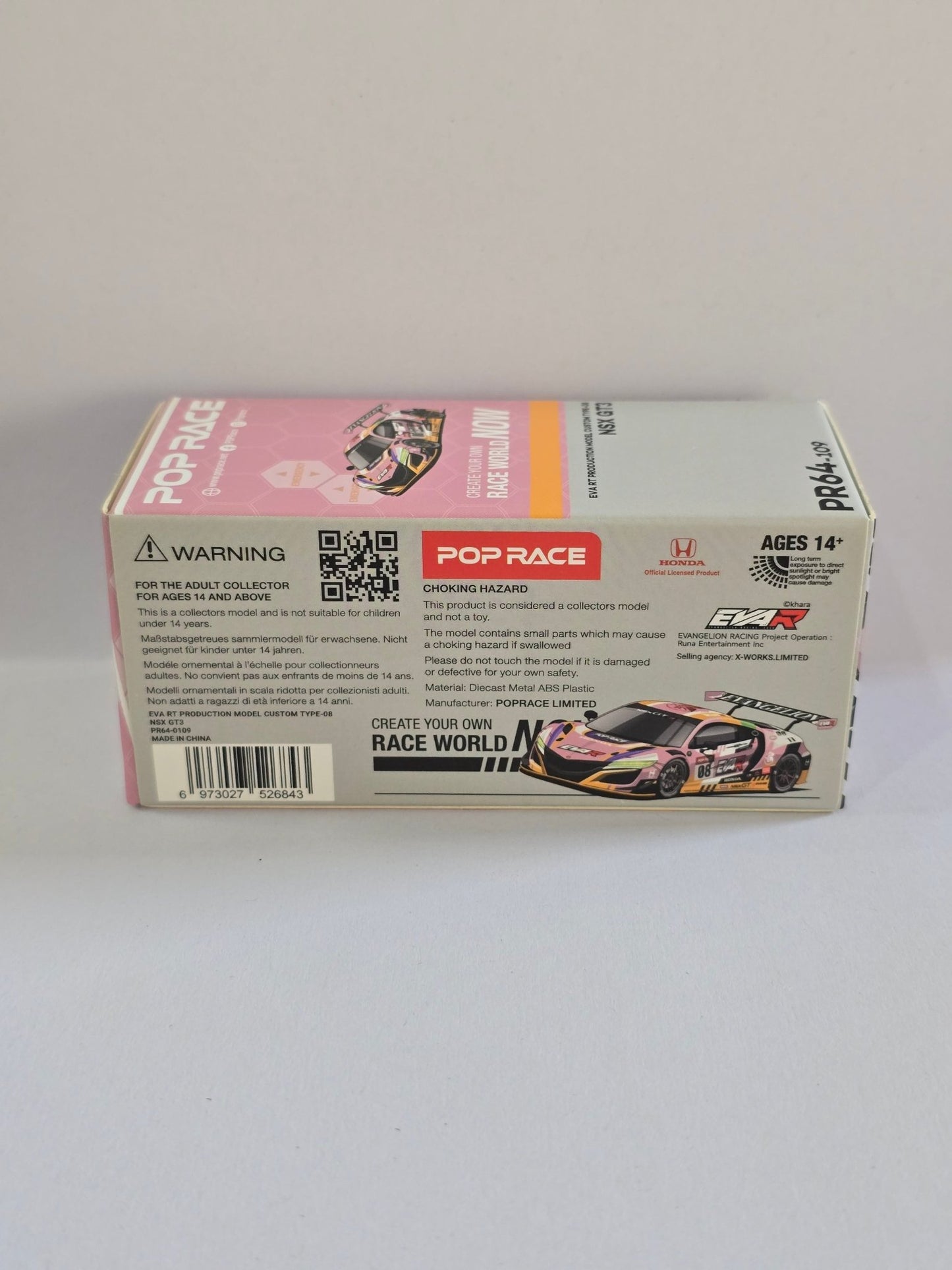 Pop Race Acura NSX GT3 EVA RT Custom Type 08 - Pink (Open Box) - Kinder Logs