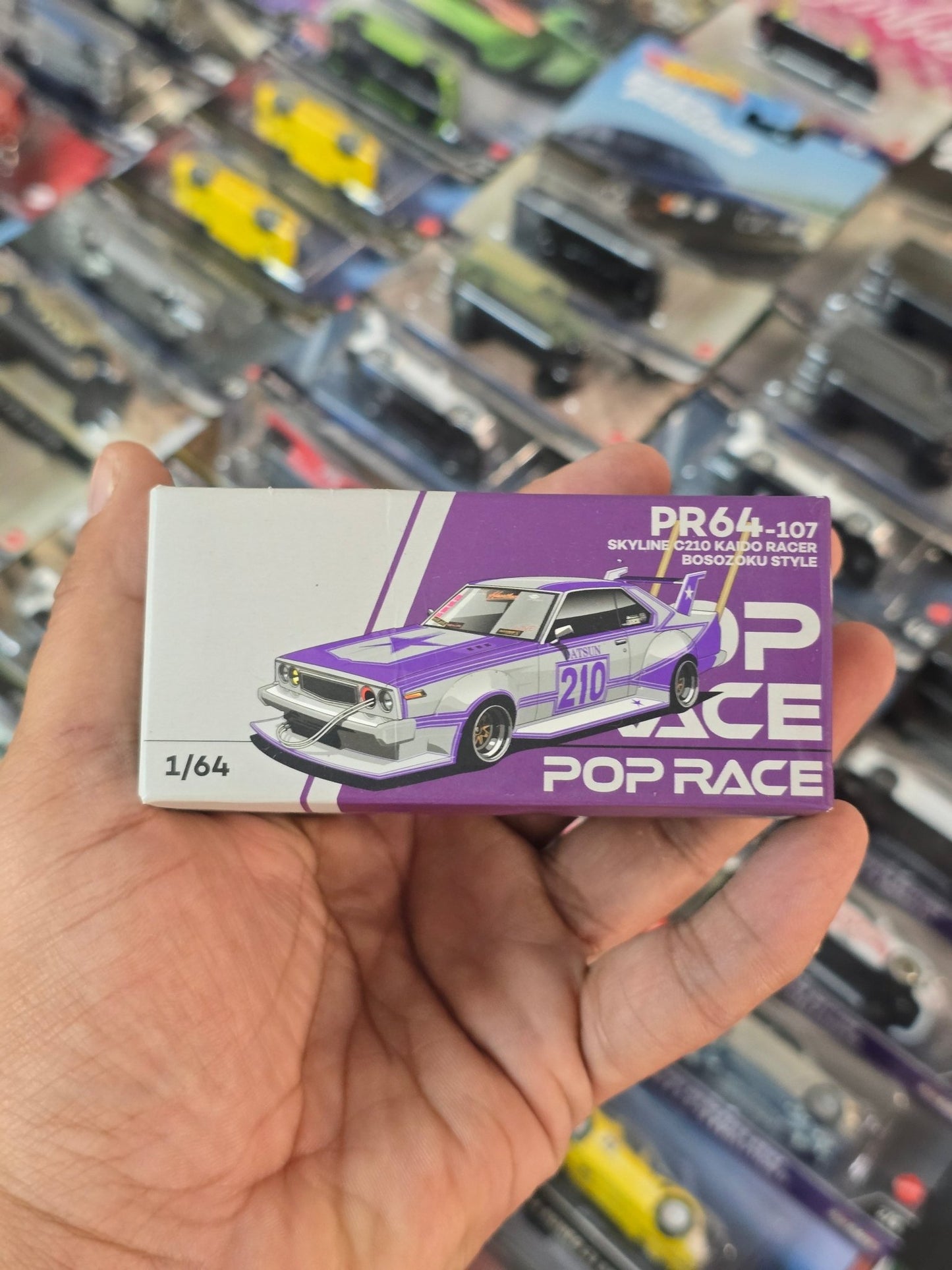 Pop Race Nissan Skyline C210 Kaido Racer Bosozoku Style - Purple (Mirrors Missing) - Kinder Logs