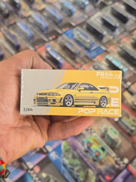 Pop Race Nissan Skyline GT - R R33 Nismo 400R (Yellow) - Sealed Box - Kinder Logs